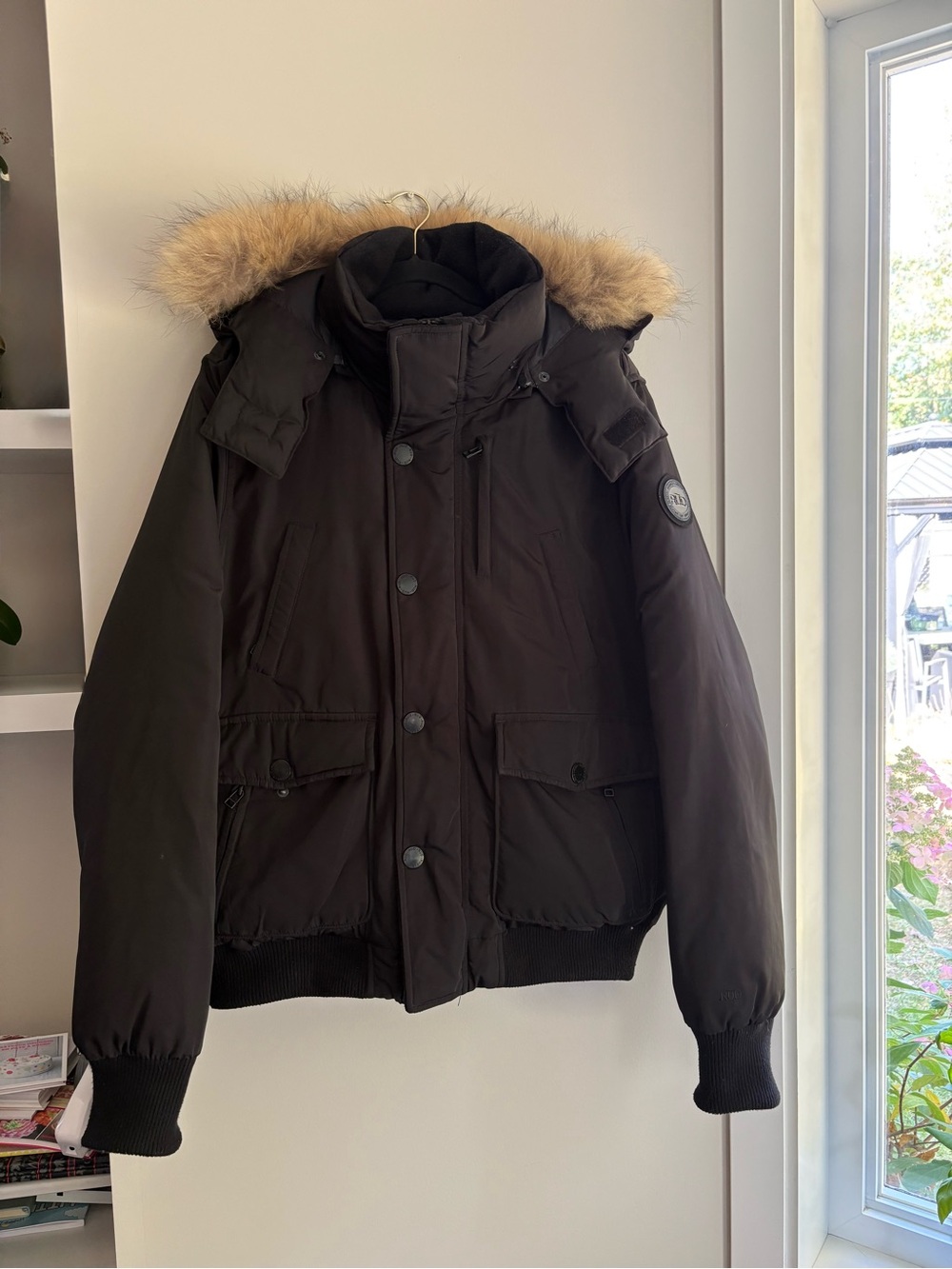 Rudsak Men's Black Hooded Jacket with Fur